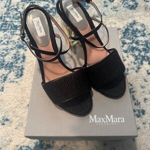 MaxMara Black Strappy sandal with lucite Heels